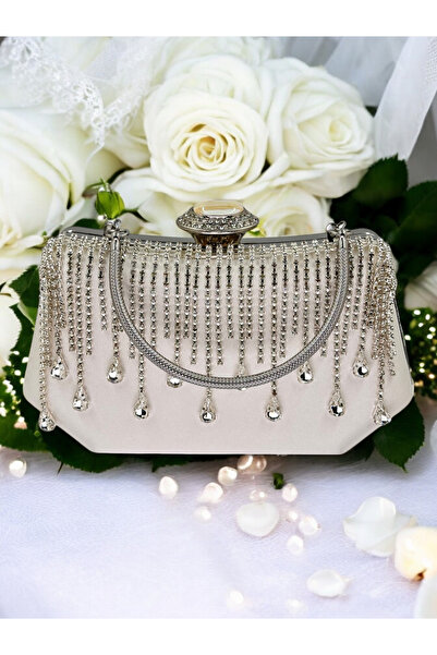 Biçanta Mother of Pearl Satin Women's Evening Dress Bag Wedding Engagement