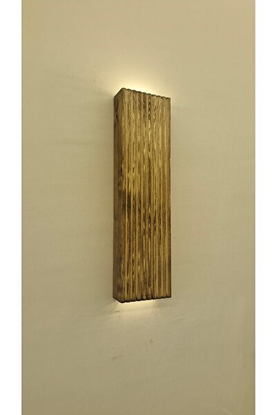 ViraHome Ahşap Dekoratif Pilhariç Ledli Aplik Balkon Antre Aksesuarı Otel Cafe Villa Bohem Rustik Dekor 35cm