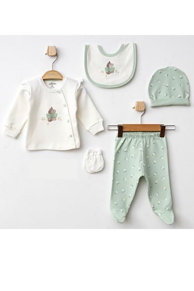 Aziz Bebe Set of 5 Baby Hospital Release Organic Cotton Newborn Baby