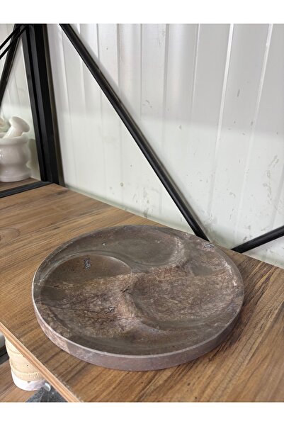 ERŞATIRTAŞ Kahverengi doğaltaş çerezlik mermer sunum tabağı modern tabak