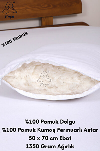 Foçatex %100 Doğal Koza Pamuk Dolgu Yastık 50 X 70 Cm Ebat 1350 gram