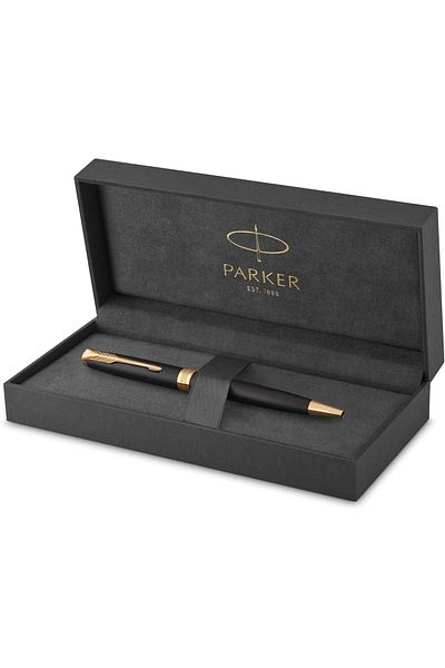 STOREMAX Ntwork Sonnet Matte Black Gold Design Ballpoint Pen, Blue Ink, Medium Thickness Nib Ar