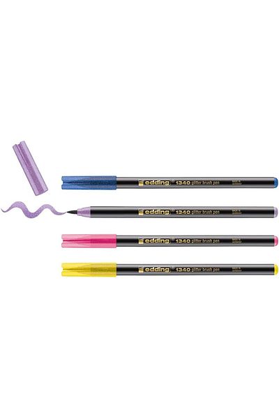STOREMAX Ysstorex 1340 Glitter Brush Tip Felt-Tip Pen Set of 4 Starcolxollection 655141