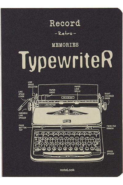 STOREMAX Sellbuystore Textile Cover Typewriter 32K Multi White Notebook 1053513