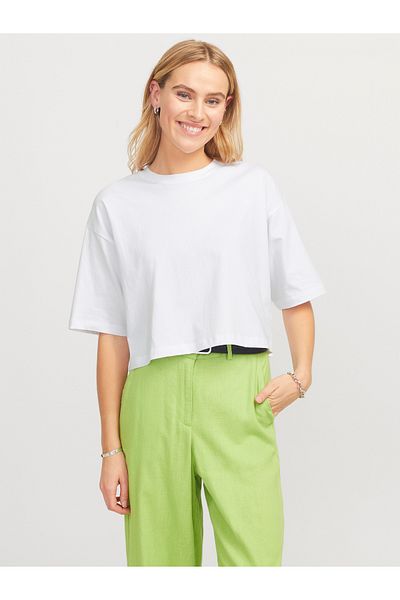 Jack & Jones Tricou Jack Jones Jxandrea Loose Ss Cropped Tee Jrs Noos Kadin Beyaz Tricou 12270673-01