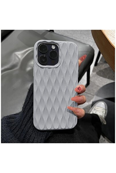 Zebana Apple iPhone 13 Pro Uyumlu Kılıf 3D Wrink Silikon Kılıf Açık Mavi