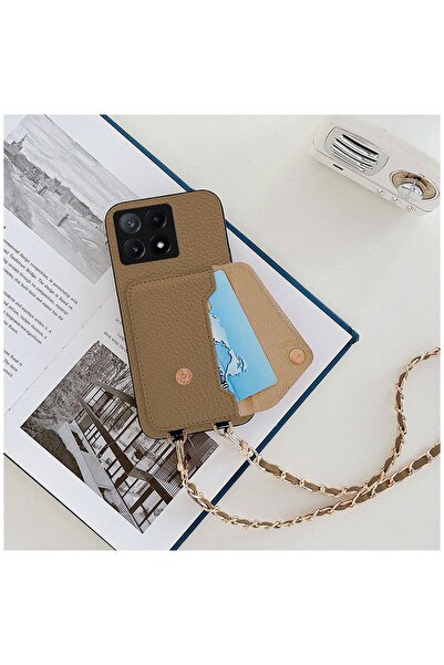 Zebana Xiaomi Poco X6 Pro 5G Uyumlu Kılıf Zebana Boyun Askılı Deri Kılıf Açık...