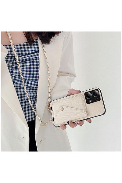 Zebana حافظة Zebana متوافقة مع هاتف Xiaomi Redmi Note 13 Pro 5G مع حزام للرقبة، حافظة جلدية بلون كريمي