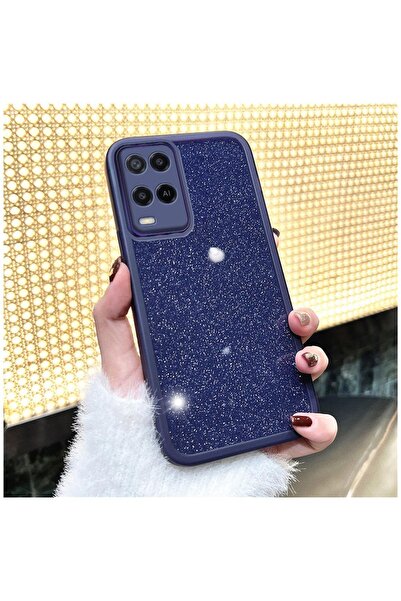 Pro Aksesuar Oppo A54 Uyumlu Kılıf Kamera Lens Korumalı Işıltılı Silikon Kılıf Derin Mor