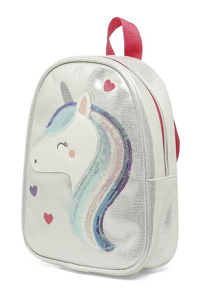 Polaris Ασημένιο σακίδιο πλάτης SHINY UNICORN BACK 4FX για κορίτσι