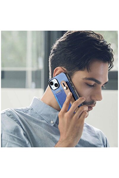 Zebana Xiaomi Mi 14T Uyumlu Kılıf 2in1 Kartlıklı Best Deri Kılıf Mavi
