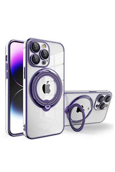 Zebana Apple iPhone 15 Pro Uyumlu Kılıf Manyetik Standlı Most Silikon Kılıf (...