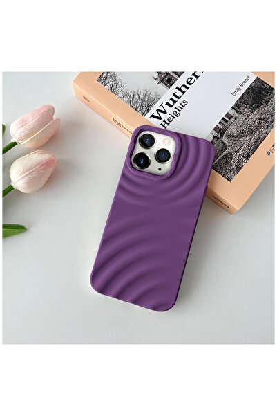 Zebana Apple iPhone 11 Pro Max Uyumlu Kılıf 3D Water Silikon Kılıf Derin Mor
