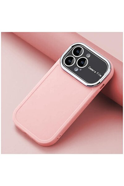 Zebana Apple iPhone 13 Pro Uyumlu Kılıf Trend Lens Silikon Kılıf Rose Gold