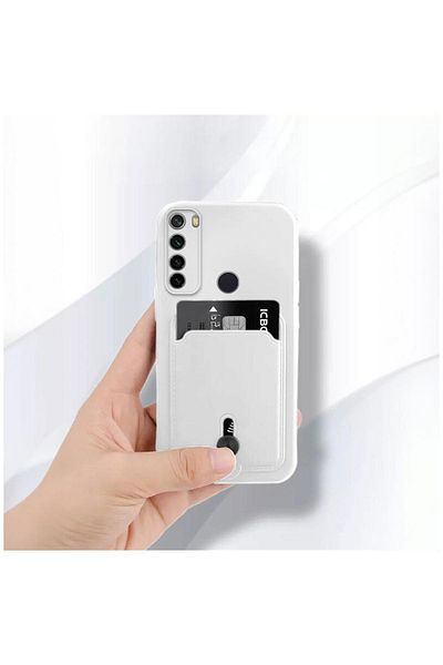 Zebana حافظة متوافقة مع هاتف Xiaomi Redmi Note 8 مع حامل بطاقة، حافظة سيليكون ناعمة وجميلة باللون الأبيض