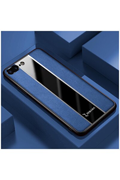 Zebana Apple iPhone 7 Plus Uyumlu Kılıf Premium Deri Kılıf Mavi