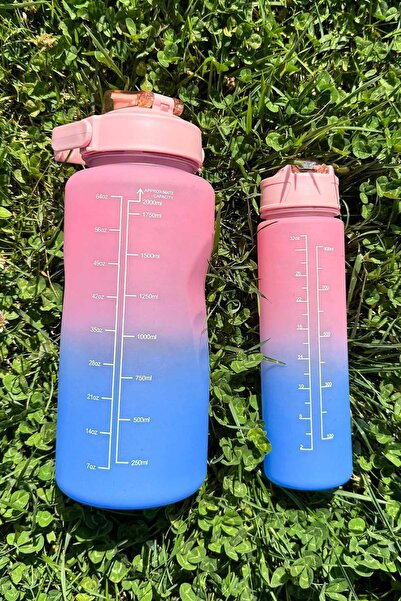 Pikas Motivational 2-Piece Water Bottle Water Bottle 2 Lt 900ml Baby Sports Gym Water Bottle