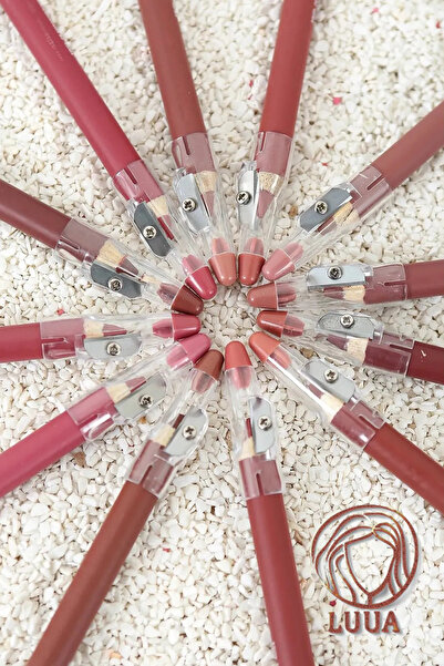 Genel Markalar Kalemtraşlı Dudak Kalemi Matte Color Lipstick Jumbo Kalın Kalem Ruj Waterproof 12li Set