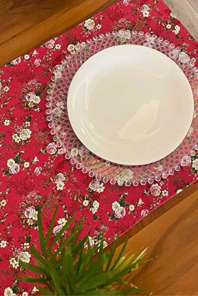 KAMİZ 100% Cotton Runner | Red Floral Pattern 40X150