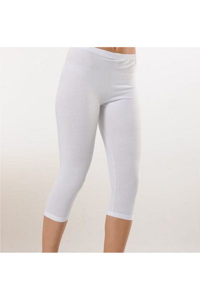 Serraa Leggings capri sub genunchi din bumbac pieptănat alb-negru de bună calitate, talie înaltă