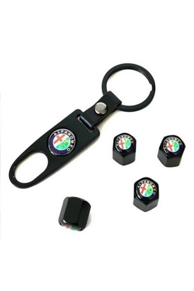 Araba Alışveriş مجموعة سلسلة مفاتيح بغطاء صمام متوافق مع شعار ألفا روميو سبايدر