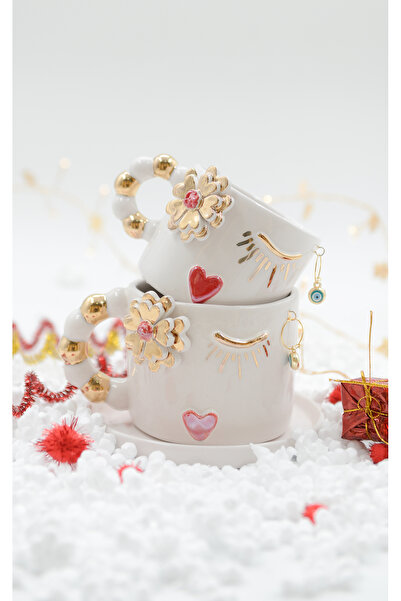 Pernotte El Yapımı 24K Altın Kaplama Safiş Türk Kahcesi Fincanı