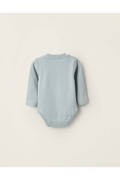 Ziddy RIBBED POLO BODYSUIT FOR NEWBORN BOYS, BLUE