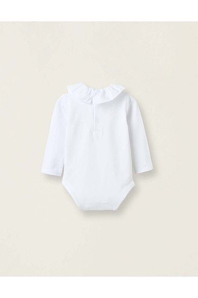 Ziddy BODYSUIT-BLOUSE WITH RUFFLES IN COTTON FOR NEWBORN GIRLS WHITE