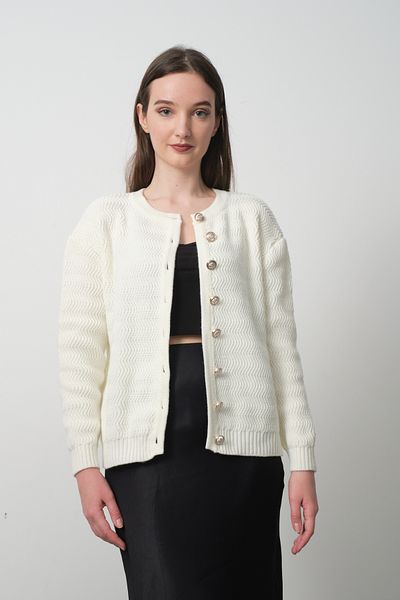 Kirazgym Buttoned Wave Pattern Cardigan