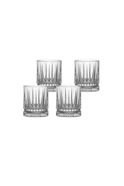 Vadi Bianca Set of 4 Crystal Patterned Glass Soft Drink Glasses 222 ml - Stylish and Useful