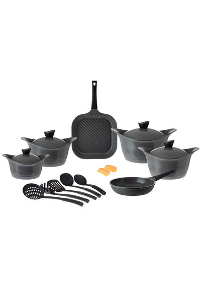 Dania Lahoya granite cookware set, 17 pieces, gray