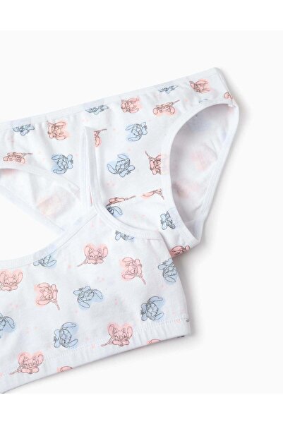 Ziddy TOP + BRIEFS FOR GIRLS 'STITCH' WHITE