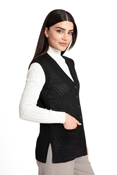 Mutlu City Kadın Orta Yaş Ve Üzeri Merserize Cepli Düğmeli Rolax Anne Yelek 745