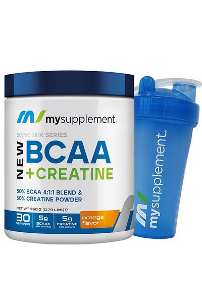 MYSUPPLEMENT Creatine + Bcaa Orange Aroma 360g 30 Servings 50/50 Mix Series Amino Acid (5Gr Bcaa + 5 Gr Creatine)