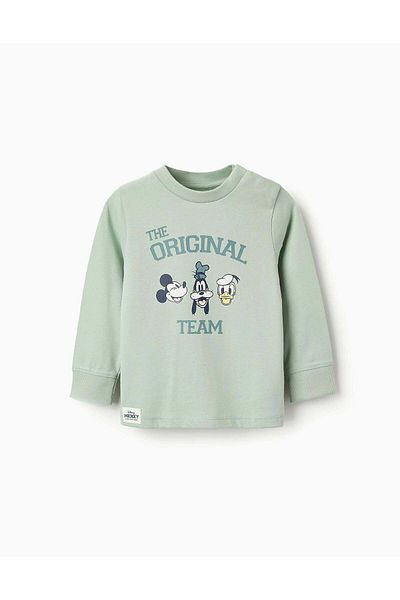 Ziddy LONG-SLEEVED T-SHIRT FOR BABY BOYS 'MICKEY & FRIENDS' GREEN