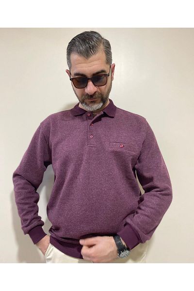 BENESSE Пуловер Selanik с дълъг ръкав, мека текстура, дебел джоб и поло яка