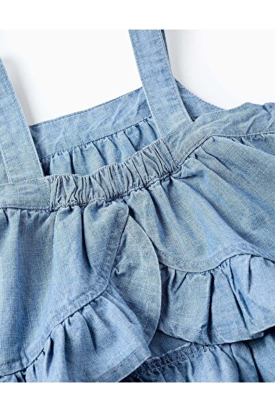 Ziddy DENIM TOP WITH FLOWERS FOR GIRLS BLUE