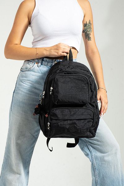KunduraHane Rucsac/laptop și ghiozdan de școală cu mai multe compartimente, din țesătură Crinkle, rezistent la apă