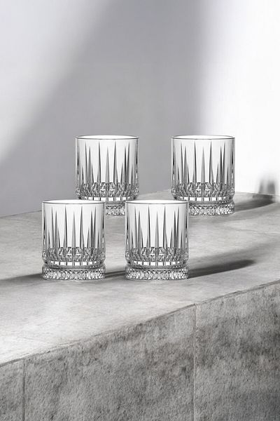 Vadi Bianca Set of 4 Crystal Patterned Glass Soft Drink Glasses 222 ml - Stylish and Useful