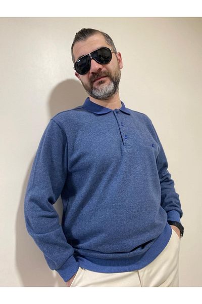 BENESSE Пуловер Selanik с дълъг ръкав, мека текстура, дебел джоб и поло яка