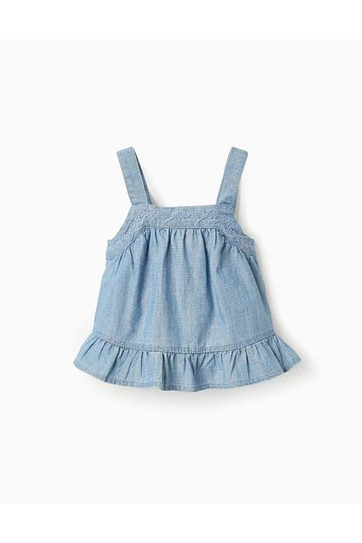 Ziddy DENIM TOP WITH FLOWERS FOR GIRLS BLUE