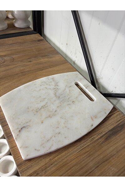 ERŞATIRTAŞ Modern Stone - White Patterned, Marble Cutting Board, Cheese Prese...