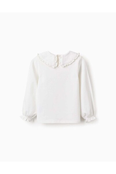 Ziddy LONG-SLEEVED T-SHIRT WITH RUFFLES FOR GIRLS, WHITE