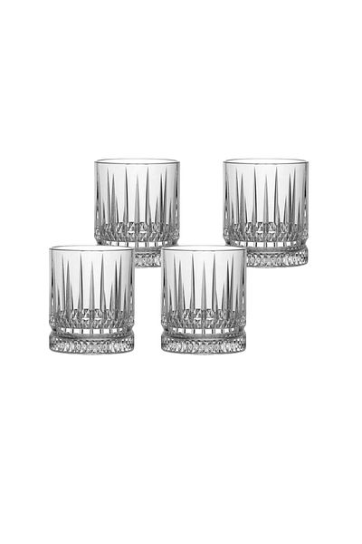 Vadi Bianca Set of 4 Crystal Patterned Glass Soft Drink Glasses 378 ml - Stylish and Convenient