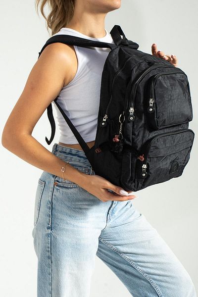 KunduraHane Rucsac/laptop și ghiozdan de școală cu mai multe compartimente, din țesătură Crinkle, rezistent la apă