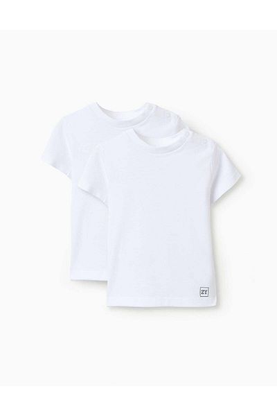Ziddy PACK OF 2 COTTON T-SHIRTS FOR BABY BOYS WHITE