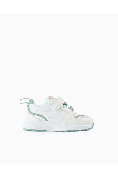 Ziddy TRAINERS FOR BABY GIRLS 'ZY SUPERLIGHT - FLOWERS' WHITE/GREEN
