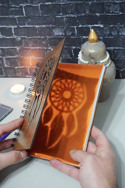 markcat Caiet din lemn cu tematică Dream Catcher - Caiet cu rigle - Agenda - Caiet școlar (A5 - 120 coli)