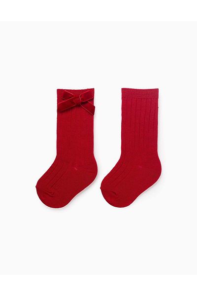 Ziddy HIGH SOCKS VELVET BOW JESTER RED
