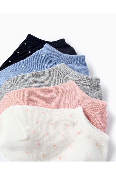 Ziddy PACK OF 5 PAIRS OF ANKLE SOCKS WITH POLKA DOTS FOR BABY GIRLS MULTICOLOUR.